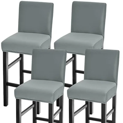 Bar Stool Covers Set of Waterproof Barstool Seat Covers Stretch 4 Light Grey - Image 1 of 4