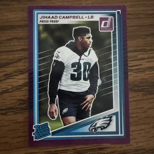 2025 Donruss - Rated Rookie Jihaad Campbell Purple Press Proof #343 Eagles - Bild 1 von 2