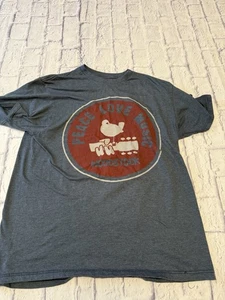 Woodstock Large Peace Love Music Blue Gray Tshirt Short Sleeve, Large Tshirt - Picture 1 of 6