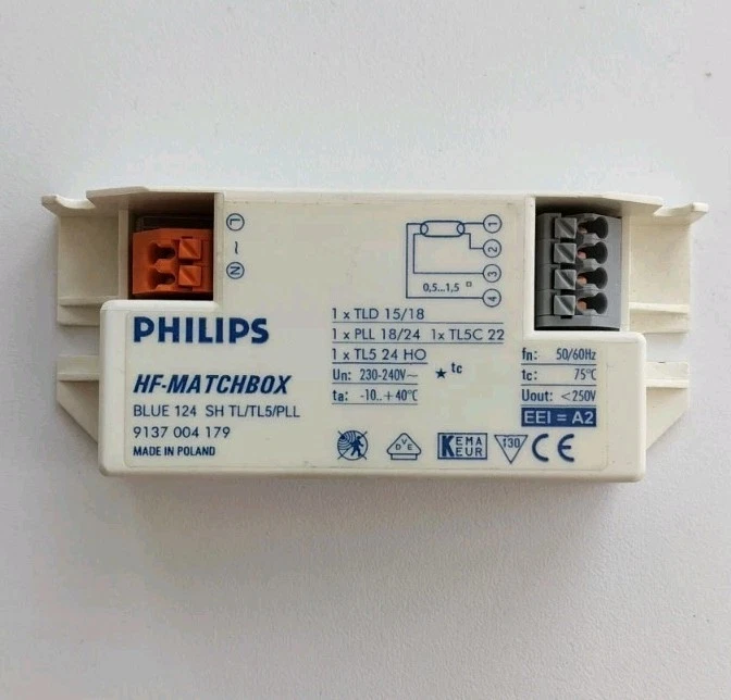 Philips HF-Matchbox Blue 124 SH TL/TL5/PLL Ballast Art: 9137-004-179 - Image 1 of 1