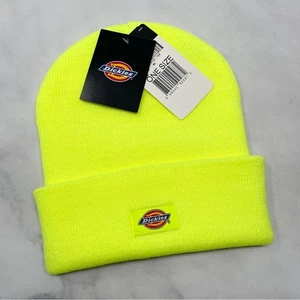 Cappello berretto elasticizzato Dickies nuovo con etichette in maglia con polsini giallo fluo unisex Gorpcore outdoor - Foto 1 di 5