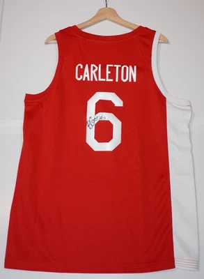 Camiseta deportiva de baloncesto roja firmada autografiada por Bridget Carleton del equipo Canadá LOA Foto 1 de 4