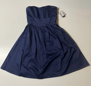 David's Bridal Strapless Ruched Bridesmaids Dress Size 6 Navy Sweetheart Neck - Picture 1 of 7