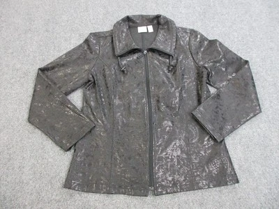 Chaqueta Weekends by Chicos Mujer 1 Blazer Metálico Paisley Cremallera Moderno Chic Foto 1 de 4