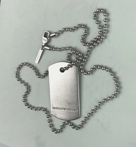 EMPORIO ARMANI sterling silver 925 dog tag pendant + chain necklace. 34 grams. - Picture 1 of 5