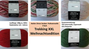 (88,50€/kg) *Trekking Weihnachtsedition* Atelier Zitron 4fach Sockenwolle, 100g - Bild 1 von 5