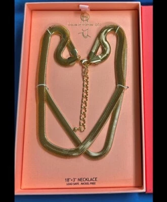 House of Harlow Caja Heroína Hueso Capas Collar Gargantilla Tono Dorado Nueva Caja de Regalo Foto 1 de 2