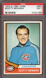 1974 O-Pee-Chee #261 Scotty Bowman HOF RC PSA 7 Pre .5 grading - Picture 1 of 1