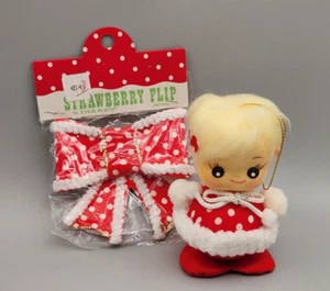 Vintage Inarco Christmas Ornament Strawberry Flip Girl Set of 2 - Picture 1 of 6