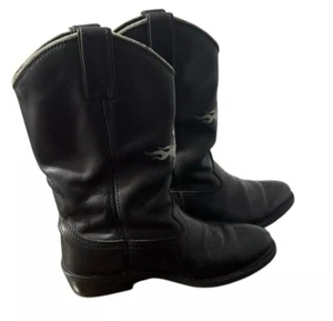Harley Davidson Amarillo Western Black Riding Cowboy Boots Men Size 8.5 - Picture 1 of 5