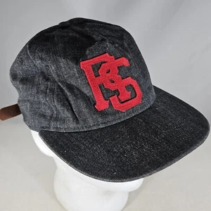 Rocksmith RS Logo Black Denim Hat Embroidered Leather Adjustable Strap Cap - Picture 1 of 9