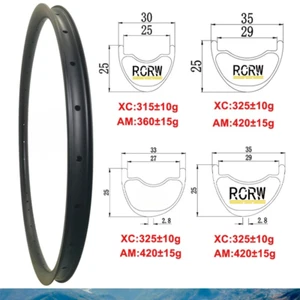 29er XC AM MTB Bicycle 30 33 35mm Wide Carbon Rim 25mm Deep Tubeless Wheel - Picture 1 of 10