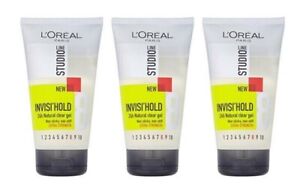 3 x Loreal L'Oreal Studio Invisi Hold Natural Clear Extra Strength Hair Gel