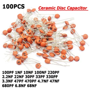 100 pezzi 100PF/2.2NF/30PF/47PF - 68NF 50V condensatore a disco ceramico 101/221/331 - 683 - Foto 1 di 10