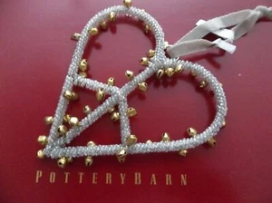 NEU Pottery Barn Jingle Bells Herz Peace Zeichen Weihnachtsbaum Fensterschmuck - Bild 1 von 4