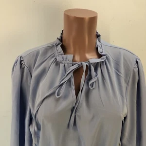 Damen Kleid Gr. L Farbe Babyblau ausgestellt Bauern Prärie Boho Langarm - Bild 1 von 16