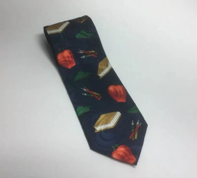 Libros renacentistas hechos a mano para hombre corbata maestro manzanas azul 55x3,5 Foto 1 de 4