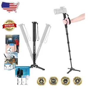 Monopie de cámara de aluminio extensible con soporte de trípode para DSLR - 22 lb de capacidad - Imagen 1 de 8