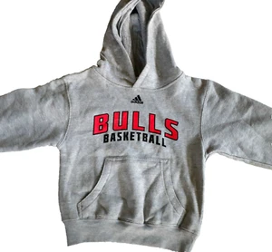 Kids Chicago Bulls Sweatshirt Adidas Hoodie Gray Pullover Youth Size 4 - Picture 1 of 12
