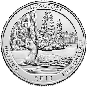 United States | 1/4 Dollar Coin | George Washington | Common Loon | 2018 - Picture 1 of 2