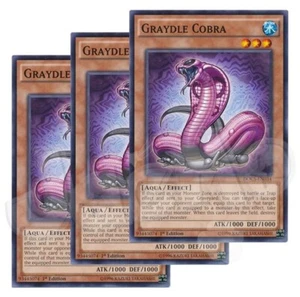 Yugioh - Graydle Cobra x 3 - 1st Edition LP - Plus Free Holographic Card - Picture 1 of 1