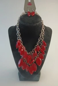 SET COLLANA E ORECCHINI PAPARAZZI "RITIRO REALE" 2018 AUTUNNO ROSSO - Foto 1 di 3