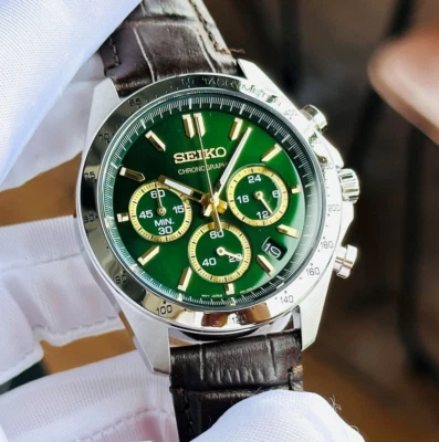 Reloj para hombre Seiko Spirit SBTR017 cronógrafo esfera verde acero inoxidable Foto 1 de 4