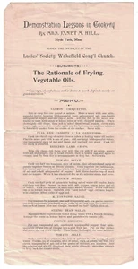 Janet McKenzie Hill Cooking Broadside The Rationale of Frying Oils 1800's - Picture 1 of 1