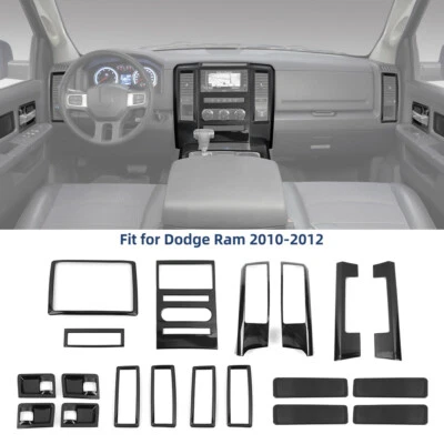 🌟19PCS Interior Decoration Front Trim For Dodge RAM 1500 2010-2012 Carbon Fiber Foto 1 de 4