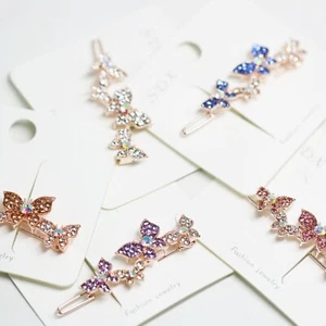 Women Girl Rose Gold Crystal Hair Clip Pin Barrette | Butterfly Collection - Picture 1 of 8