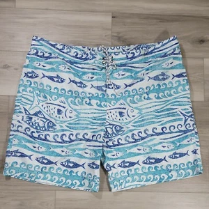 The Foundry Supply Men's Swim Shorts Flat Front 3XL Navy Fish New - Picture 1 of 8