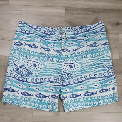 Pantalones cortos de natación para hombre The Foundry Supply frente plano 3XL azul marino pescado nuevos  Foto 1 de 4