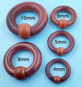 4g- 00g SANDALWOOD Heavy Gauge Captive Bead Ring BCR CBR CBB Genital PA Earring - Picture 1 of 9
