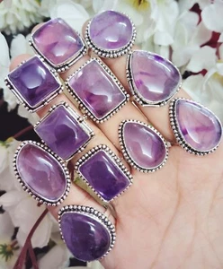 Zartiger Amethyst 925 Sterlingsilberte Ringe Menge, böhmischer Schmuck, Geschenk Liebe ~ - Bild 1 von 3