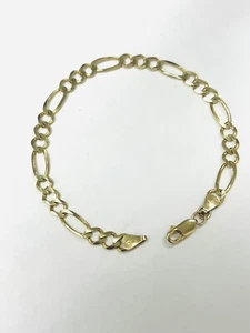 Brazalete Figaro de 8" de oro amarillo macizo 10K (6,3 gramos) - Imagen 1 de 6