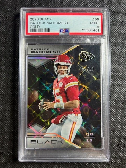 2023 Panini Black Football #56 Patrick Mahomes ll Gold /10 SSP PSA 9 MINT Chiefs - Image 1 of 2