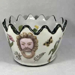 Monteith Bowl Planter Pot with Lion Head Mask Handles Chinese Porcelain - Picture 1 of 13