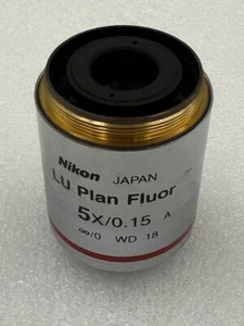 Nikon LU Plan Fluor 5x/0.15 A Infinity/0 WD 18 Microscope Objective Lens Used - Picture 1 of 13