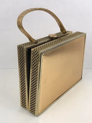 Cartera caja filigrana dorada tirolesa marco de metal grande vintage Foto 1 de 4