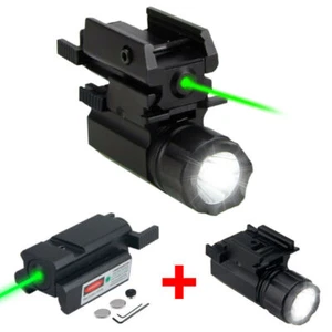 Pistola laser mirino verde pistola torcia LED combinata per Glock 17 19 caccia UK - Foto 1 di 23