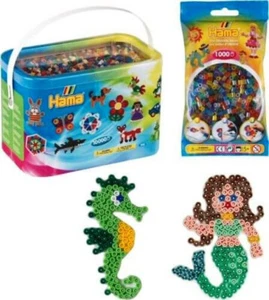 HAMA Bügelperlen midi 5mm 10.000 und 1.000 transparent und Platten NEU & OVP - Bild 1 von 4
