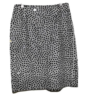 Falda Blassport by Bill Blass Negro Blanco Cuadros Guinga con Lentejuelas Talla 12 Foto 1 de 4