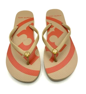 Tory Burch Reva Sandal Women's Size 8 Thong Slide Flip Flop Red-Lobster Shoe - Picture 1 of 9