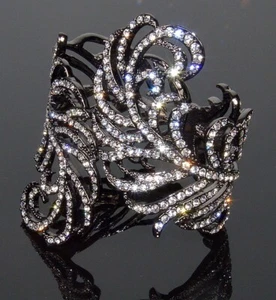 Kenneth Lane Feder Engel Armband Swarovski Kristall Gunmetal - Bild 1 von 9