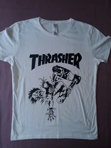 TRASHER LADYFIT T-SHIRT/punk/hardcore/skateboard/septic death/accused/black flag - Bild 1 von 2