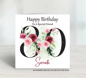 Personalised 80th Birthday Card Ladies Sister Friend Mum Grandma Aunt - Picture 1 of 3