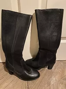 TIMBERLAND Ladies Knee High Black Leather Block Heel Boots, Size 4.5 Excellent - Picture 1 of 10