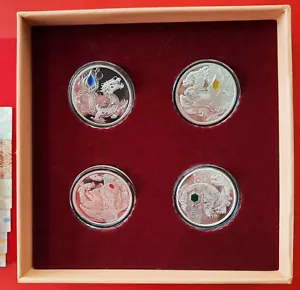 2023 China 4 x 5 元 Yuan Auspicious Beast Series 4x15g Silber 999 PP proof OVP - Bild 1 von 13