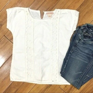 Levi’s denim skinny jeans and white ruffle shirt top outfit set school girl - 8 - Picture 1 of 7