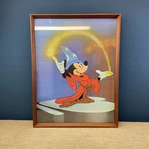 LARGE VINTAGE MICKEY MOUSE 'SORCERER'S APPRENTICE' FRAMED PRINT 61 X 79.5 - Picture 1 of 6